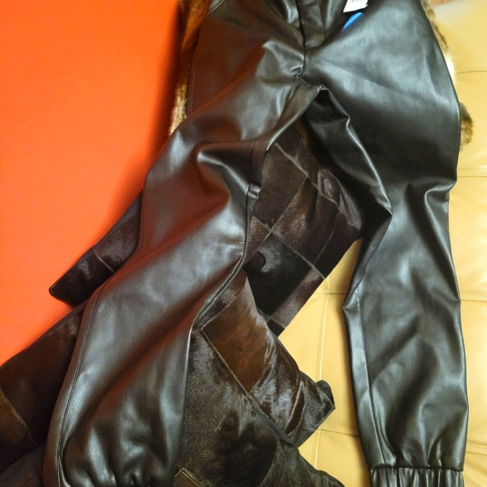 Faux Leather Dressy Joggers